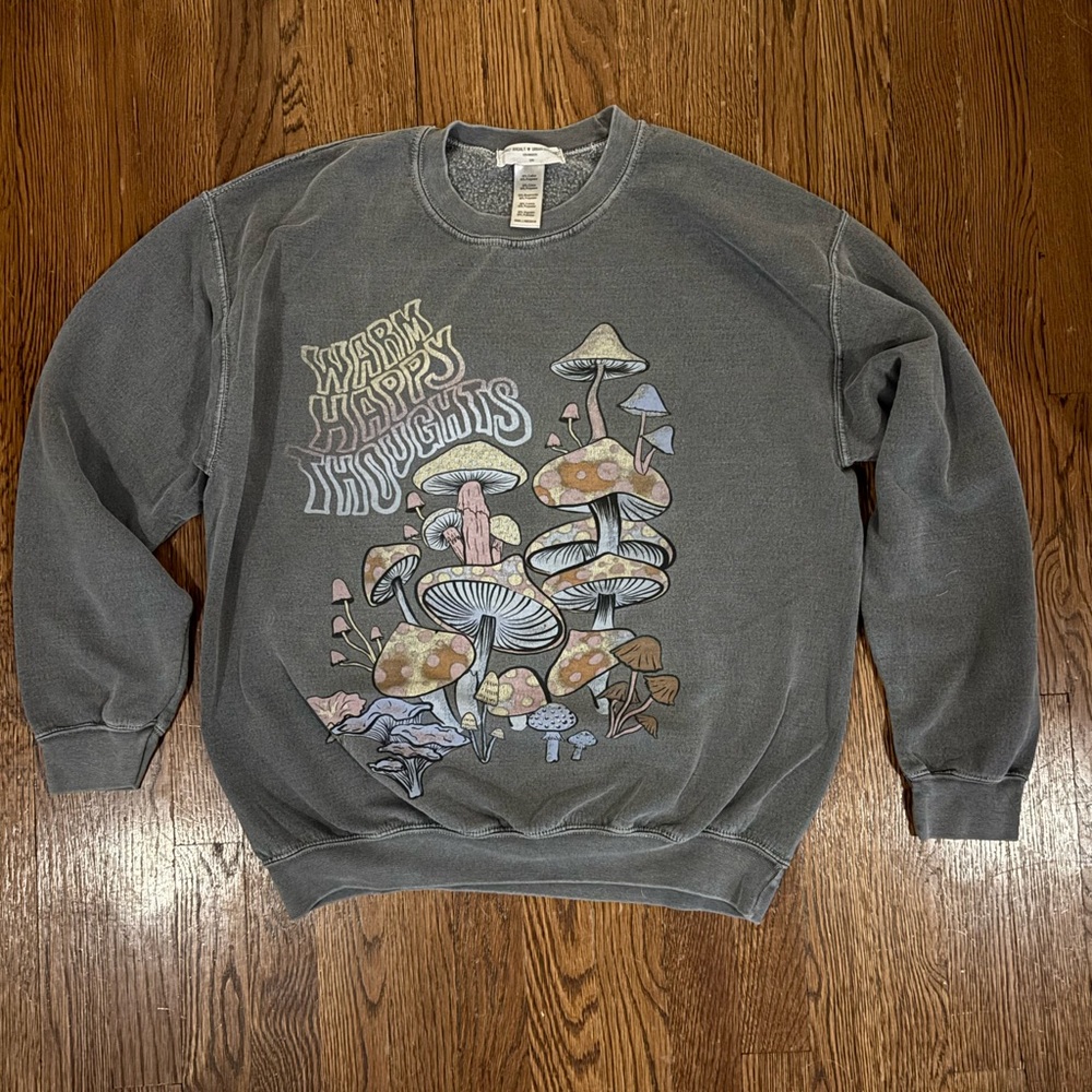 Warm Happy Thoughts Graphic Sweater - Gray